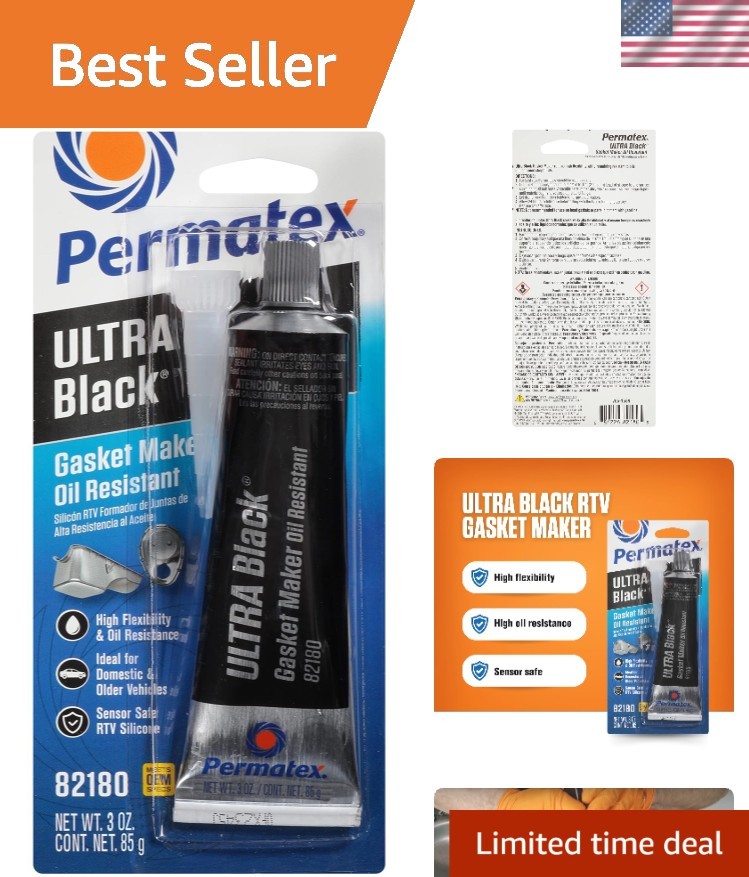 3 oz Ultra Black Silicone Gasket Maker – Sensor Safe & Non-Corrosive Formula