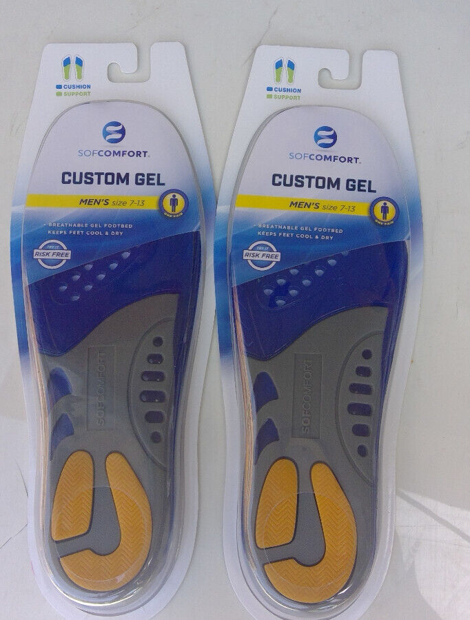 2 Pair Sof Comfort men breathable custom gel insoles 7-13 sofcomfort sol dry
