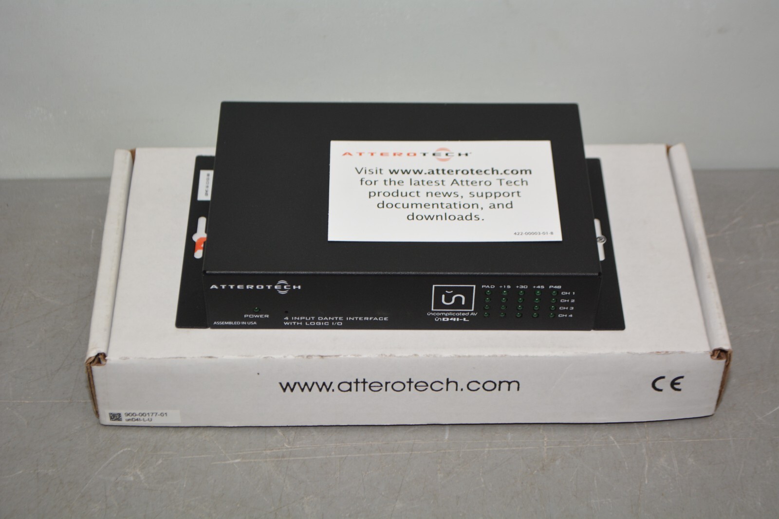 ^ Attero Tech unD4I-L Four Input Dante Interface with Logic I/O PoE+ RJ45 #X3999