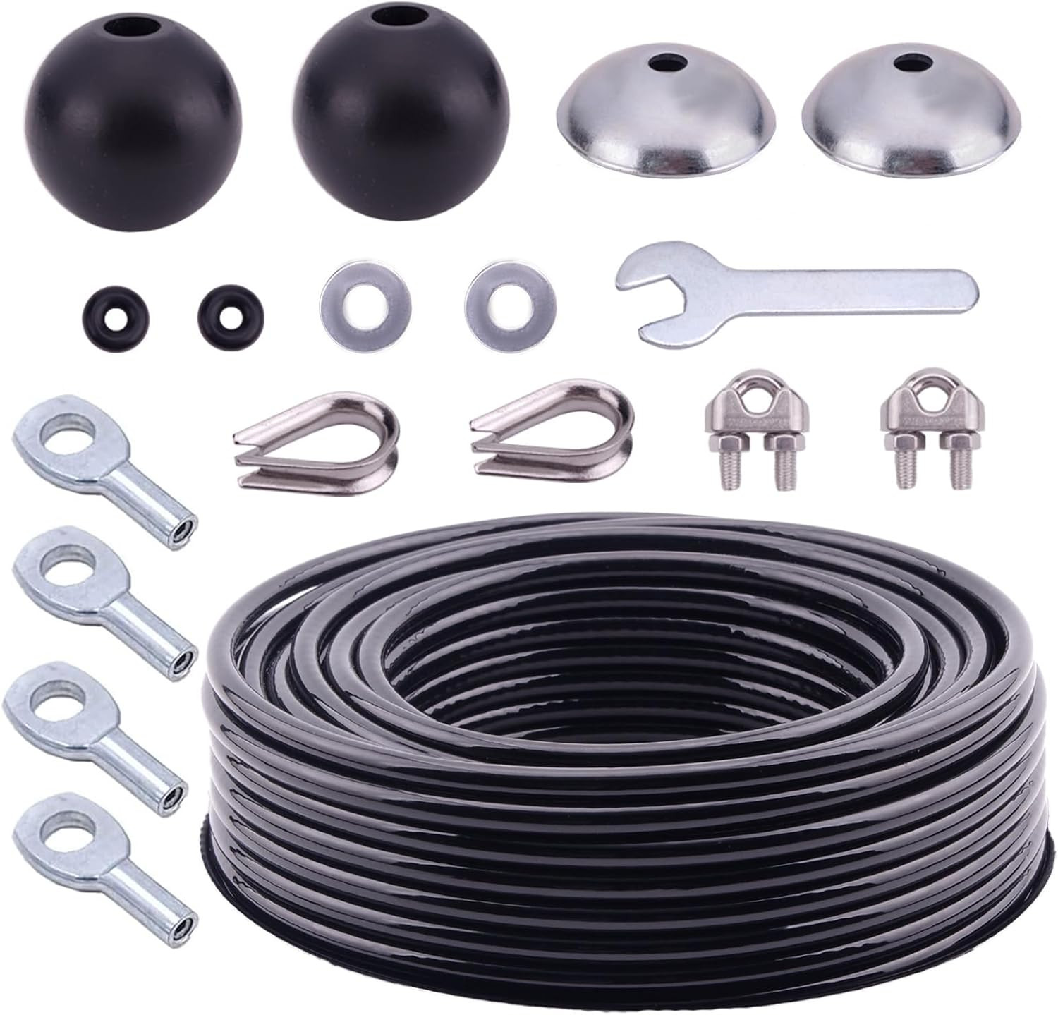 32.8 Ft Fitness Cable Replacement Kit, 5.0mm PU Steel Wire Rope with 17 Accessor