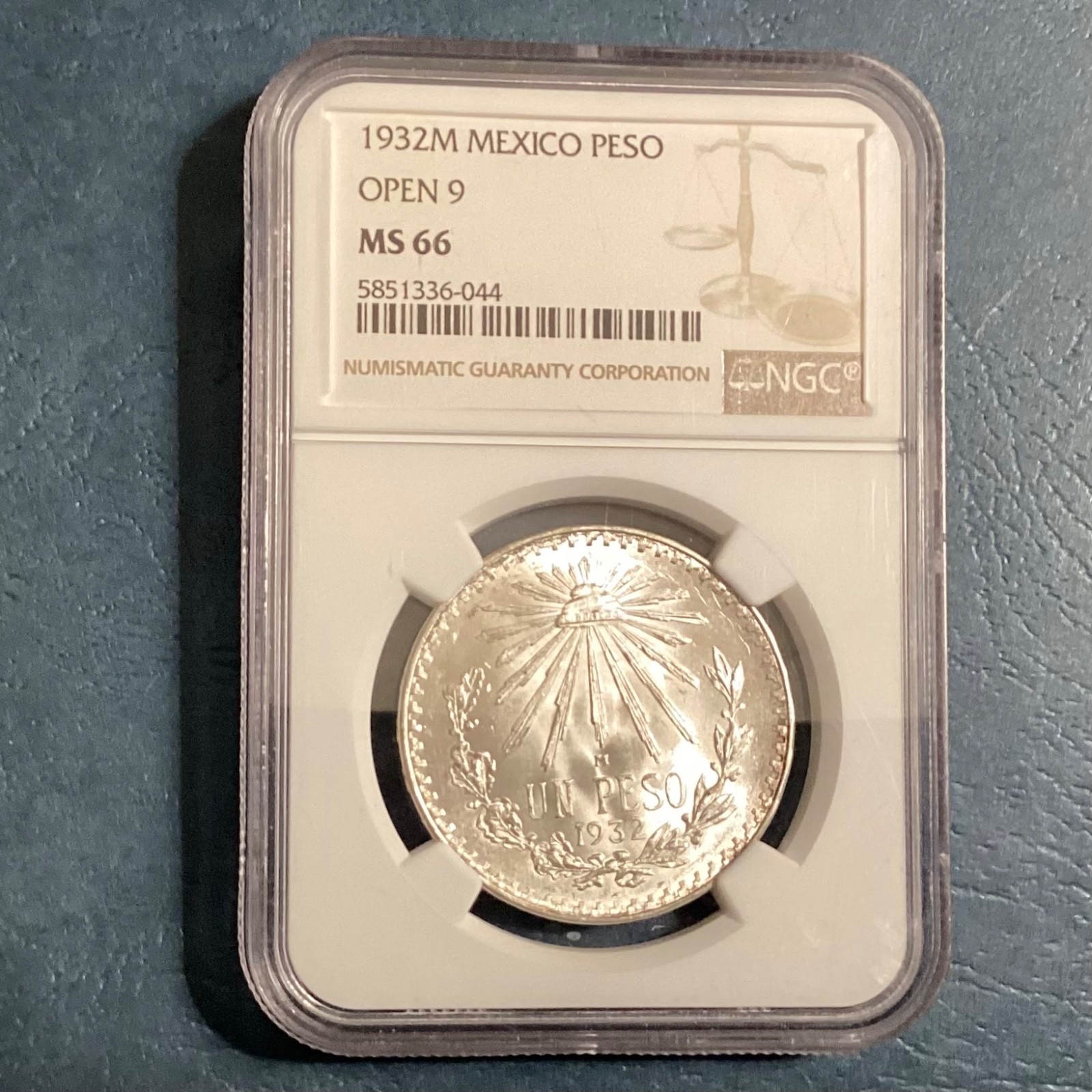 1932 Mexico One Silver Peso NGC MS 66 - GEM UNCIRCULATED