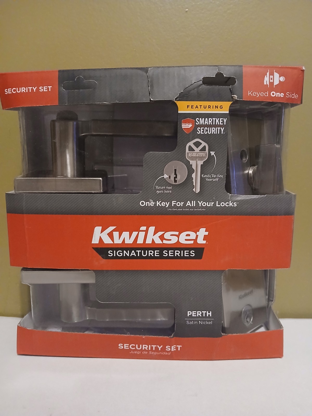 Kwikset Perth Keyed Entry Door Handle/ Deadbolt Satin Nickel 99910-092