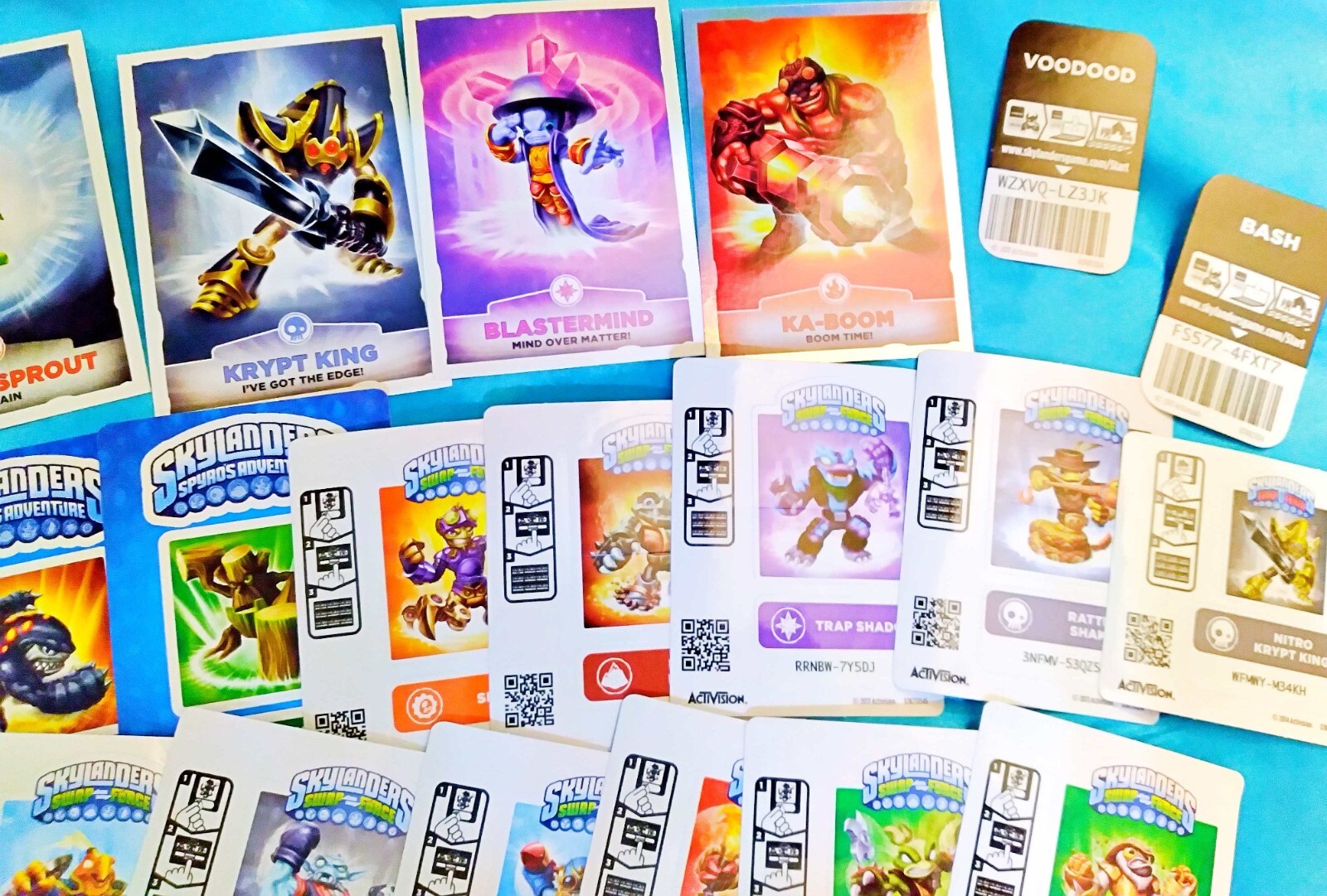 Large Lot - SKYLANDERS - Mixed Cards, Stickers, Codes Lot.