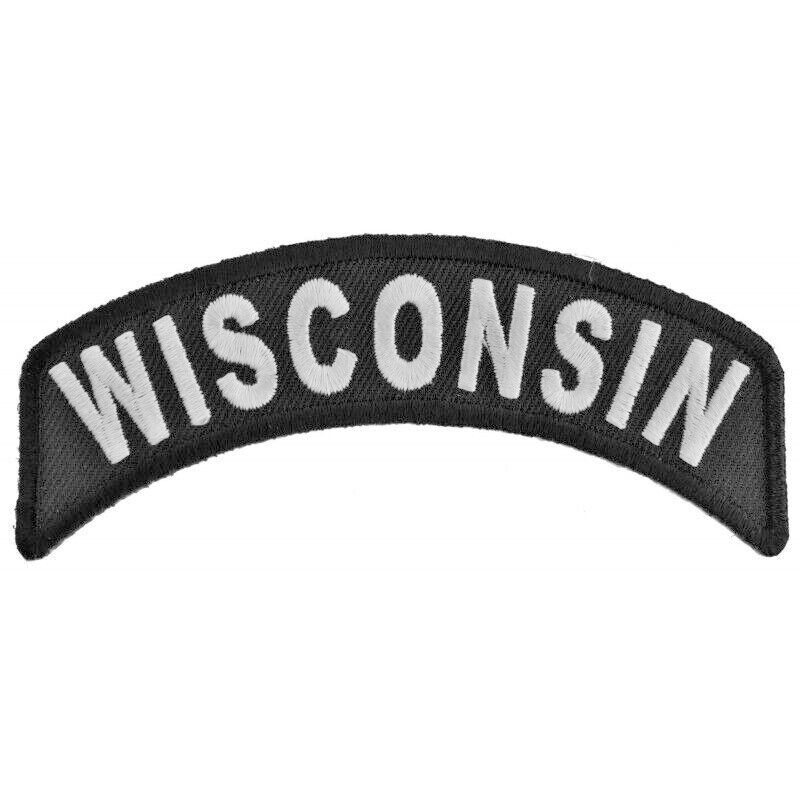 Wisconsin Biker State Rocker Sew on Iron on Embroidered Patch 4" x 1.3/4"