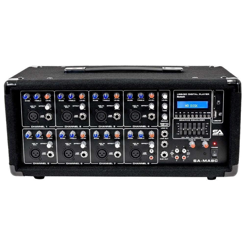 Seismic Audio 8 Channel 400W RMS Powered Mixer Bluetooth Effects SA-MA8C