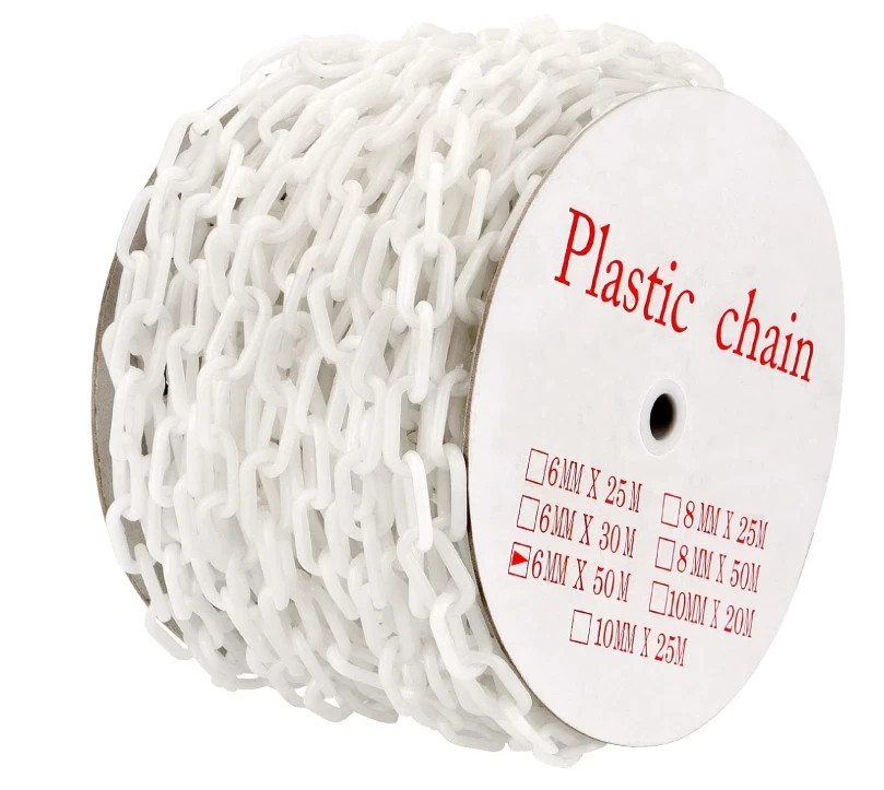 164Ft White Plastic Chain Links Crowd Control Barrier Lightweight Decor Line