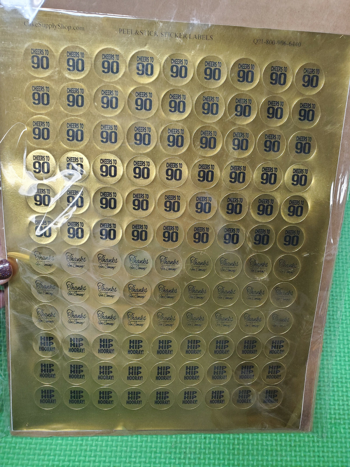 90th Birthday / Anniversary Cheers Hooray Thanks For Coming 324pk Stickers
