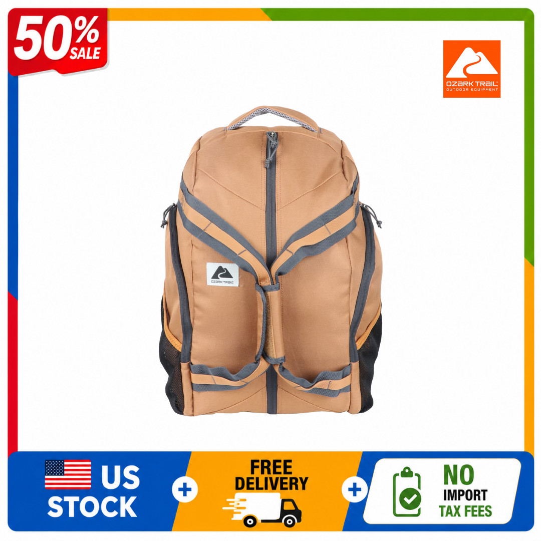 Ozark Trail 35L Convertible Backpack Duffel Bag, Brown