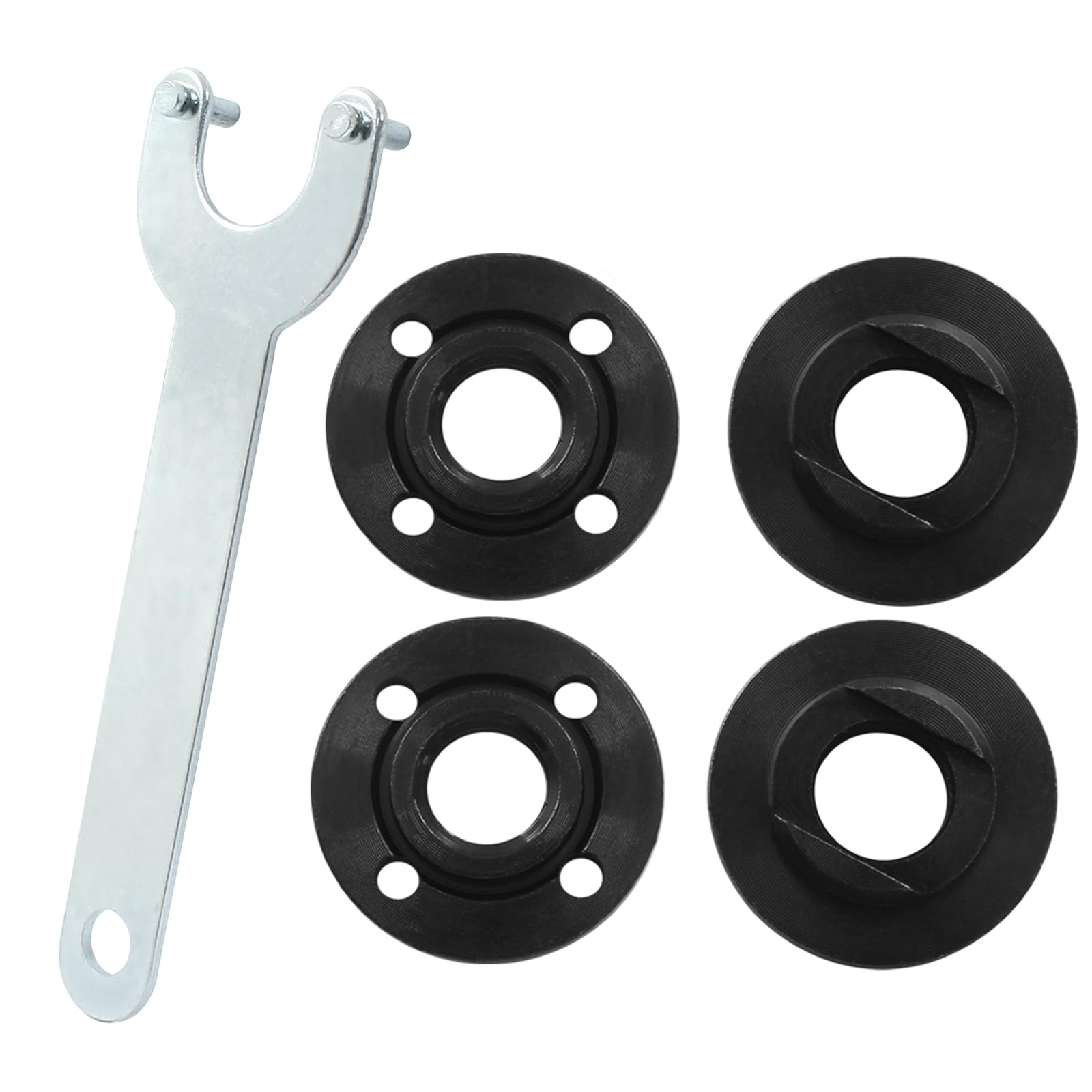5 Pcs Grinder Flange Angle Wrench Kit,Include 4 Pcs 5/8"-11 Threaded Shaft Fl...