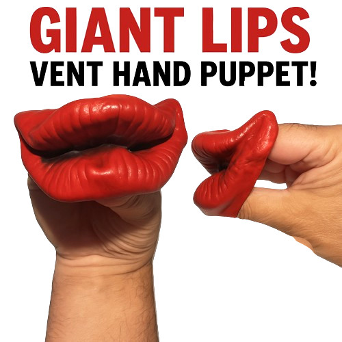 GIANT LATEX LIPS VENT HAND PUPPET Ventriloquism Finger Prop Big Mouth Rubber Red