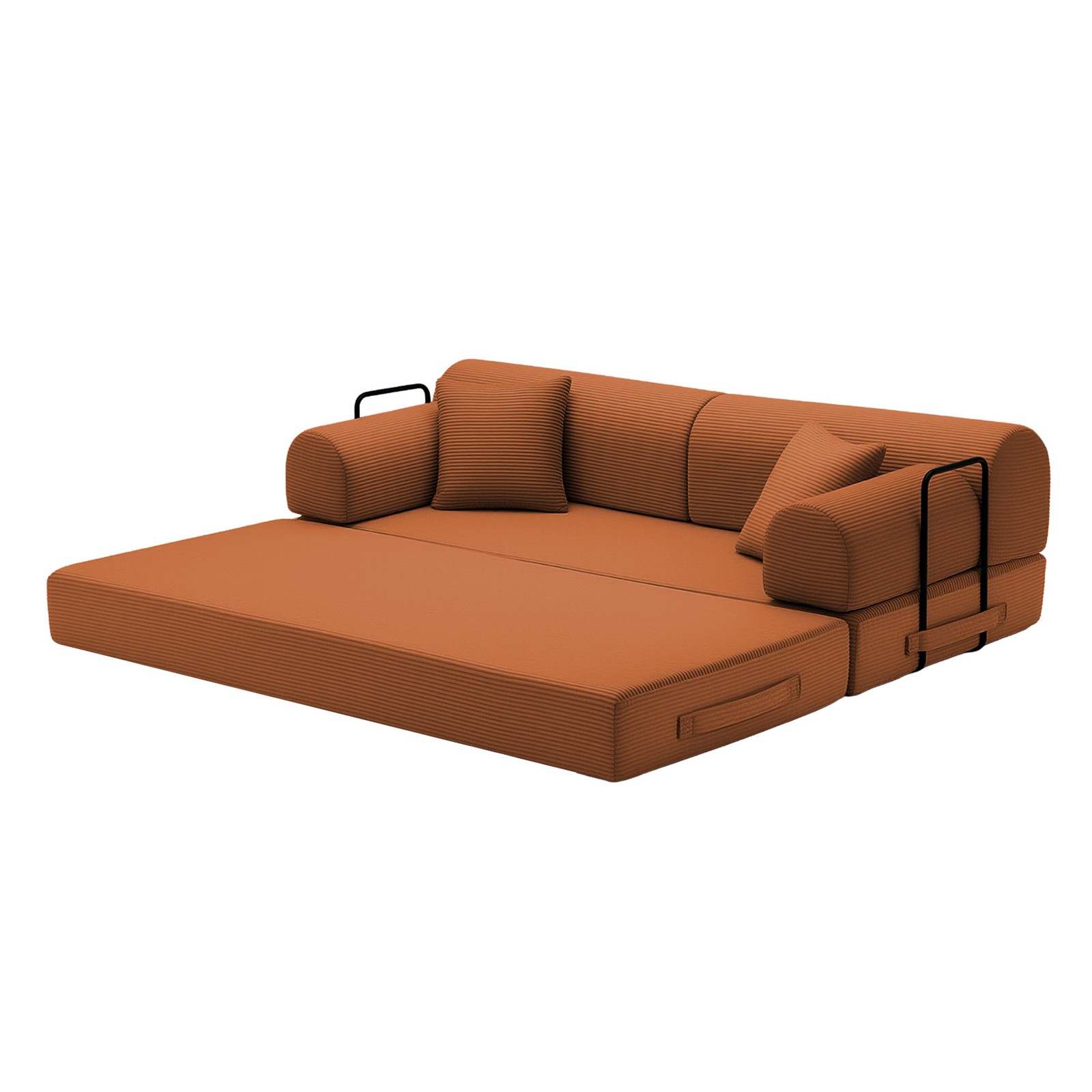 Convertible Sleeper Sofa Bed,Corduroy Folding Mattress Couch with Fixed-Shape Fr
