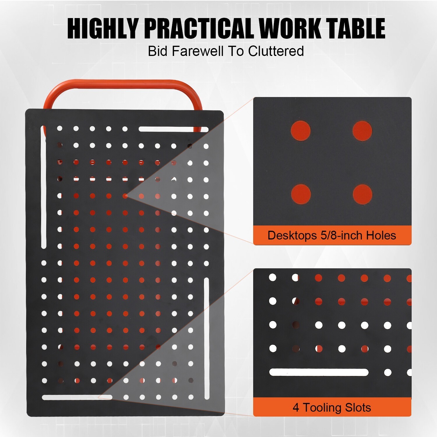36" x 24" Welding Table Steel Welding Workbench Table with Pegboard & Wheels