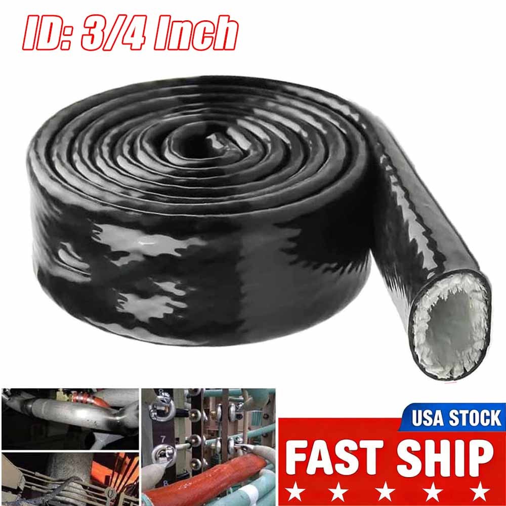 3/4" Heat Shielded Fire Sleeve Silicone Coated Fiberglass For Automotive #V