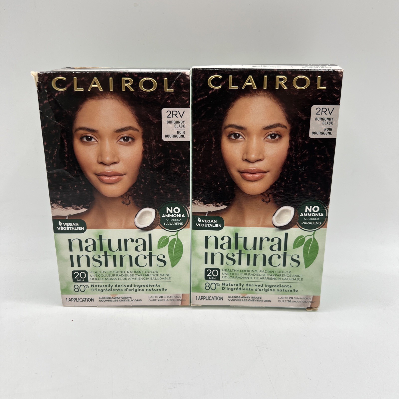 Clairol Natural Instincts Demi Permanent Hair Dye 2RV Burgundy Black Hair 2 Pack