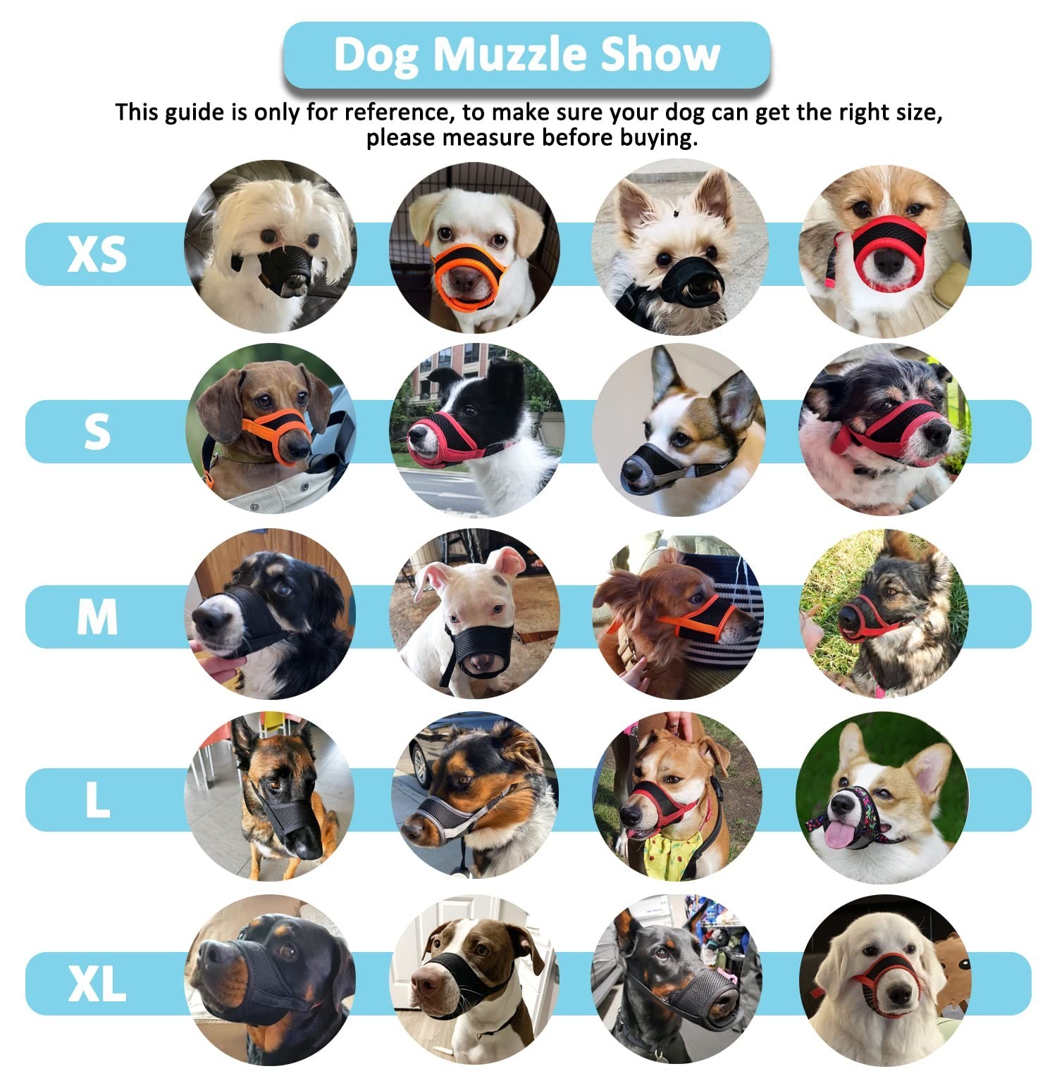 LUCKYPAW Dog Muzzle Anti Biting Barking and Chewing with Comfortable Mesh Sof...