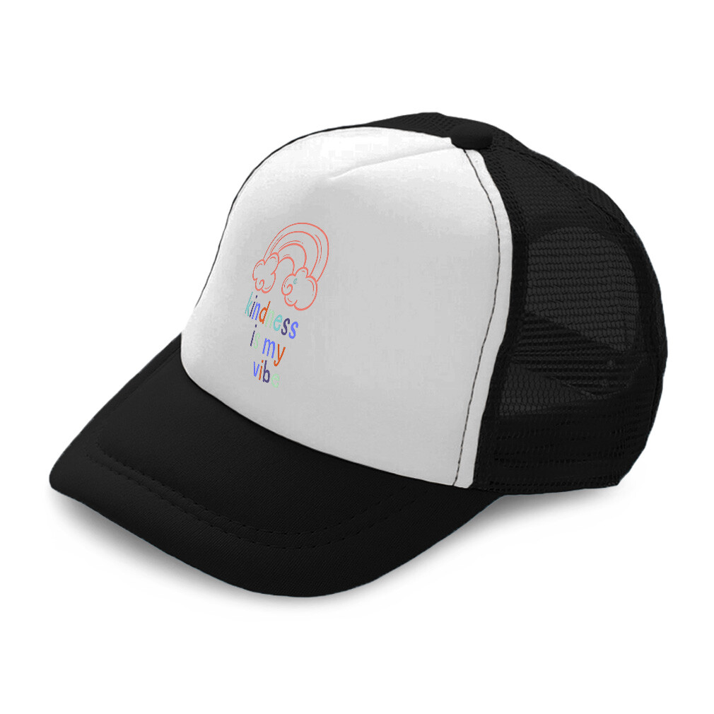 Kids Trucker Hat Kindness Is My Vibe Heart Coffee Cup Boys Caps & Girls Caps