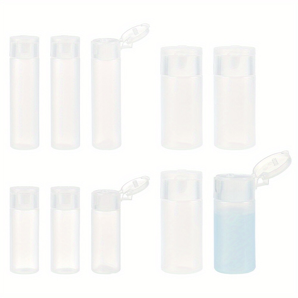 1bag 10pcs 3 styles Plastic Empty Refillable Flip Cap Bottles with PP Plastic