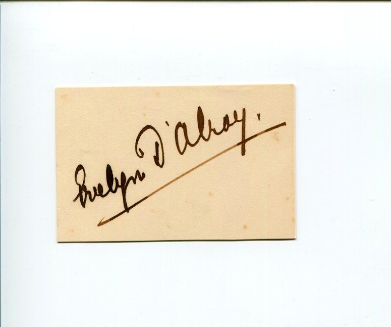Evelyn D'Alroy Early British Actress Signed Autograph