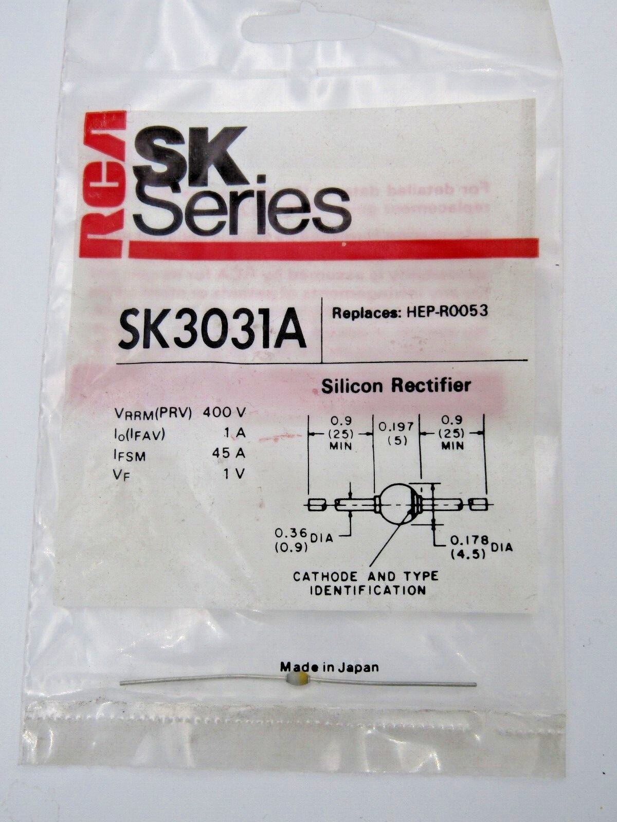 SK3031A RCA SK Series  Silicon Rectifier  ( Replaces HEP-R0053 )  NEW