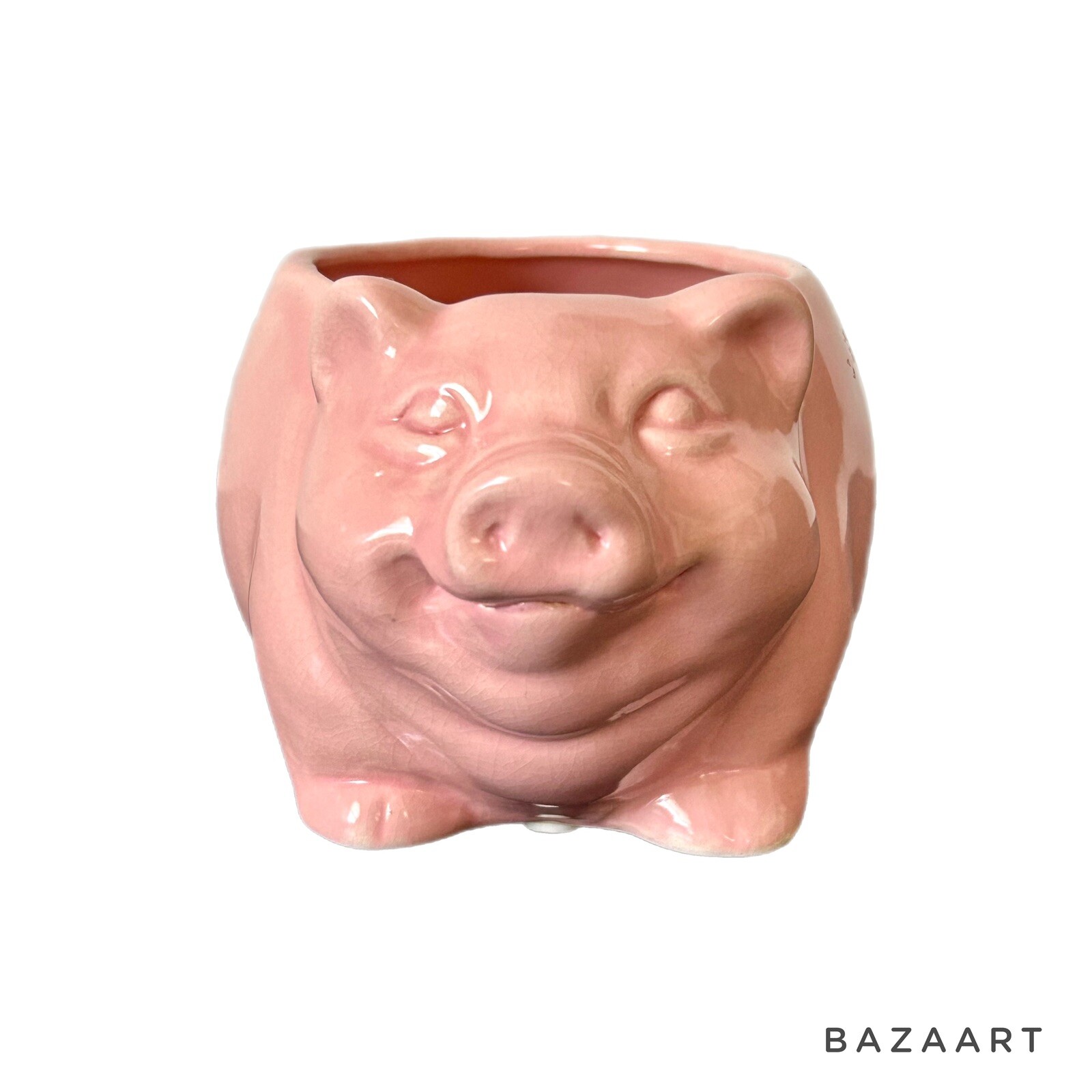 Unmarked Pink Pig Ceramic Succulent Desk Planter Kitsch Farmhouse Cottage Core