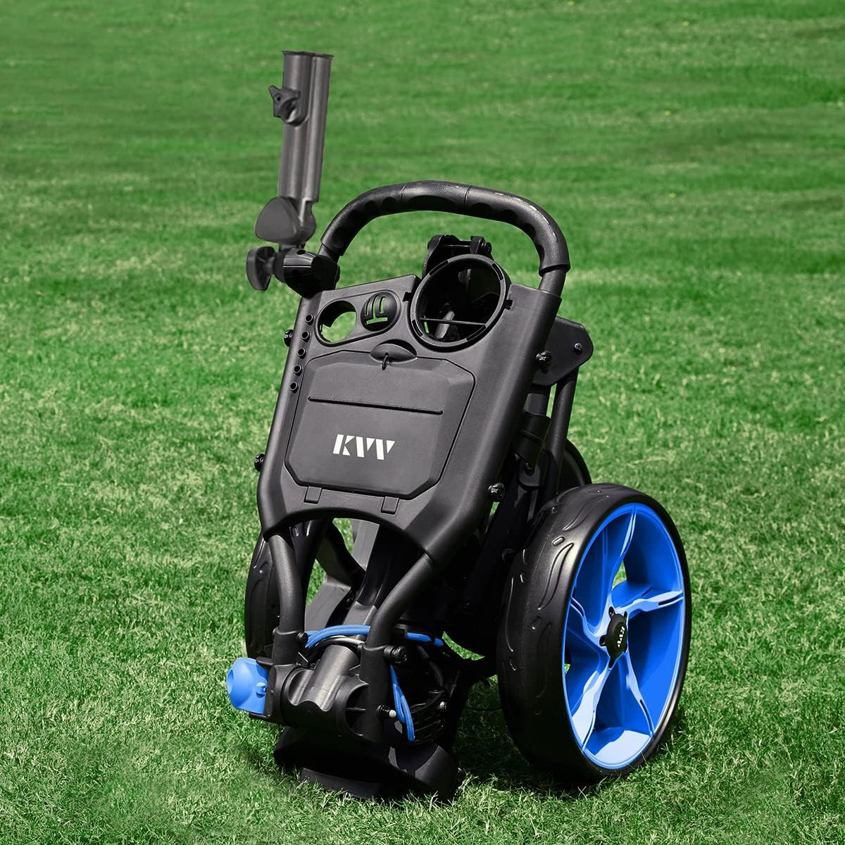 KVV 3 Wheel Golf Push Cart Ultra Lightweight Smallest Folding Size, New-Version