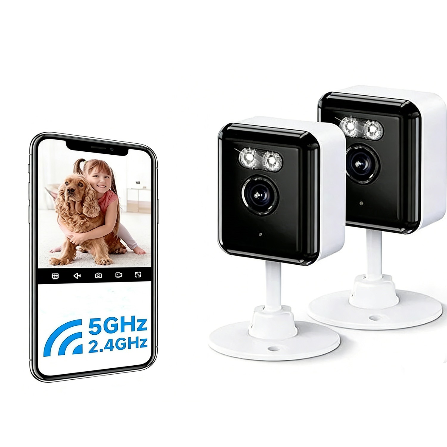 Wi-Fi 6 Indoor Security Camera 2K  Pet Baby Monitor Smart Home Cam with 2.4/5G