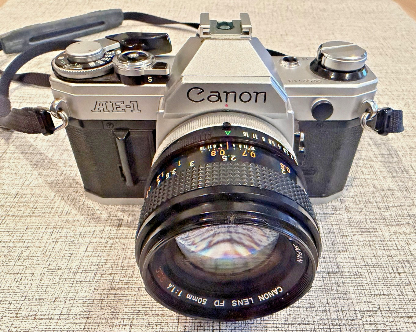 Canon AE-1 film camera w/ 50mm lens 1:1.4 + New Batteries - Free Shipping