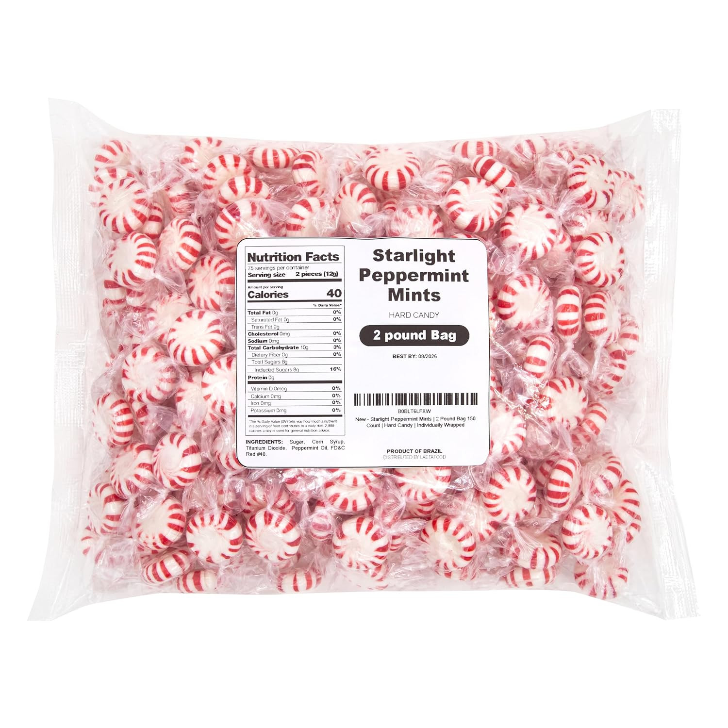 Starlight Peppermint Mints | 2 Pound Bag - Approx. 150 Count | Old Fashioned Har