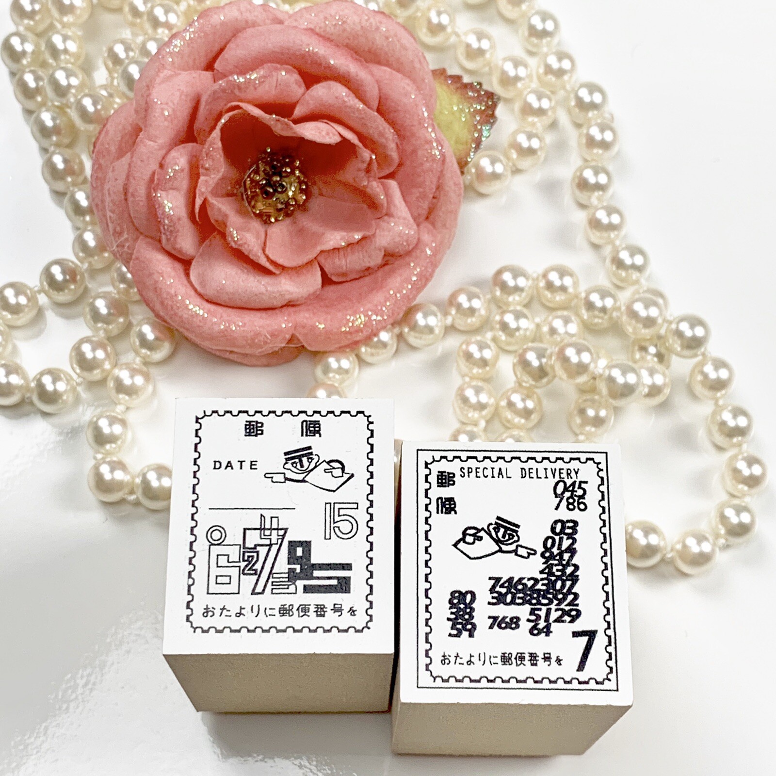 Love for analogue & special delivery wood rubber stamps 2pcs set (Made in Japan)