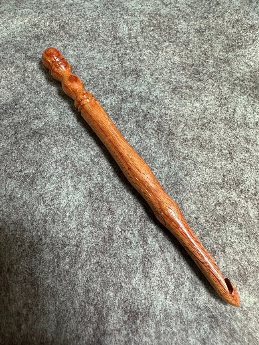 Hand carved Tulip Wood YARN  CROCHET HOOK  size K