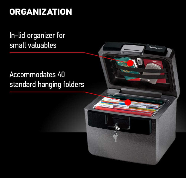 SentrySafe HD4100 Fireproof Waterproof Document Safe Box w/ Key Lock Black