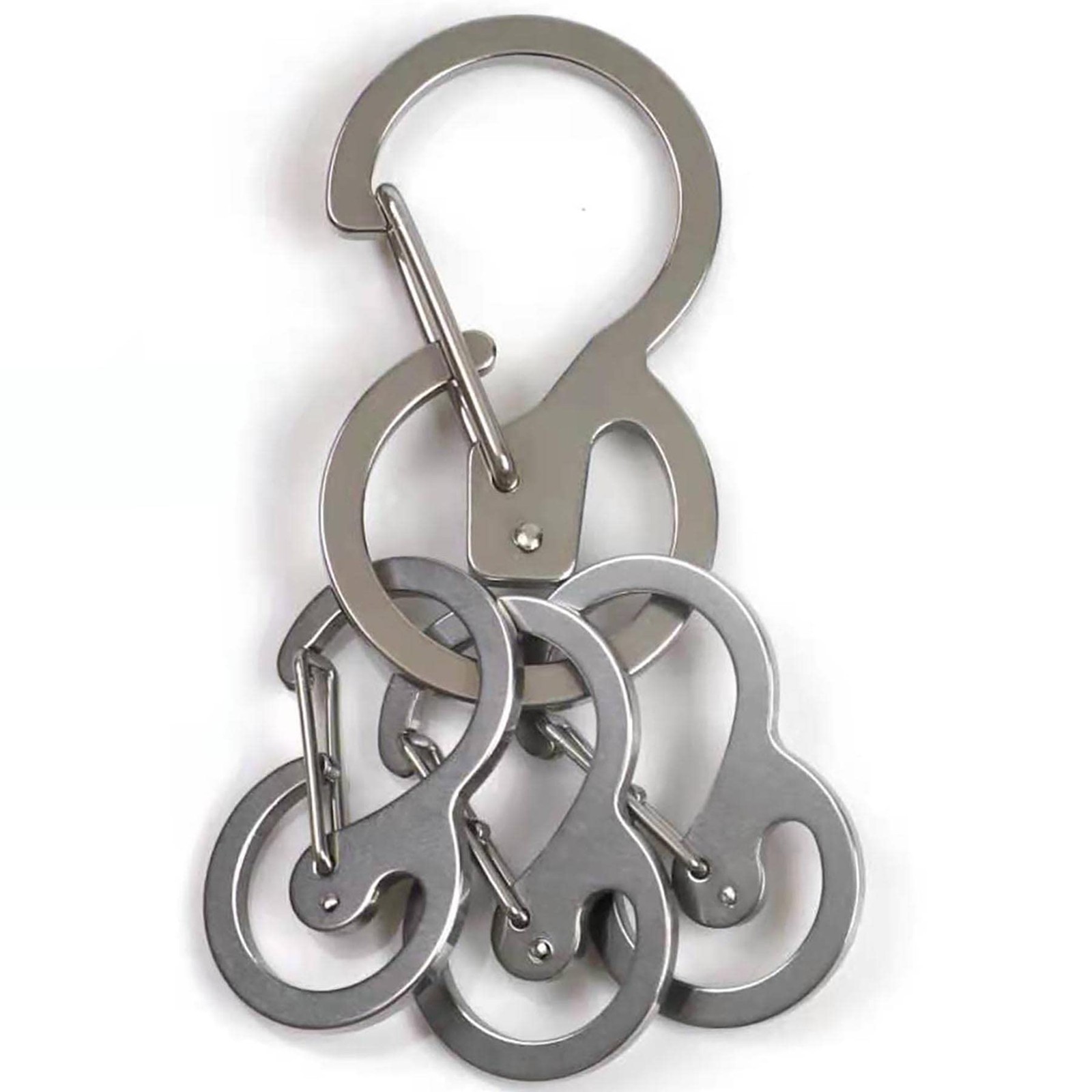 Stainless Steel Carabiner Keychain Set Quick Release Clips Loop-Locked Hooks