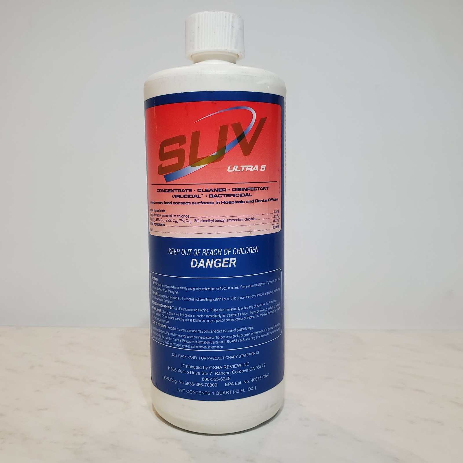 32oz SUV Ultra 5 Concentrated Disinfectant & Cleaner Dental Medical Ultrsonic