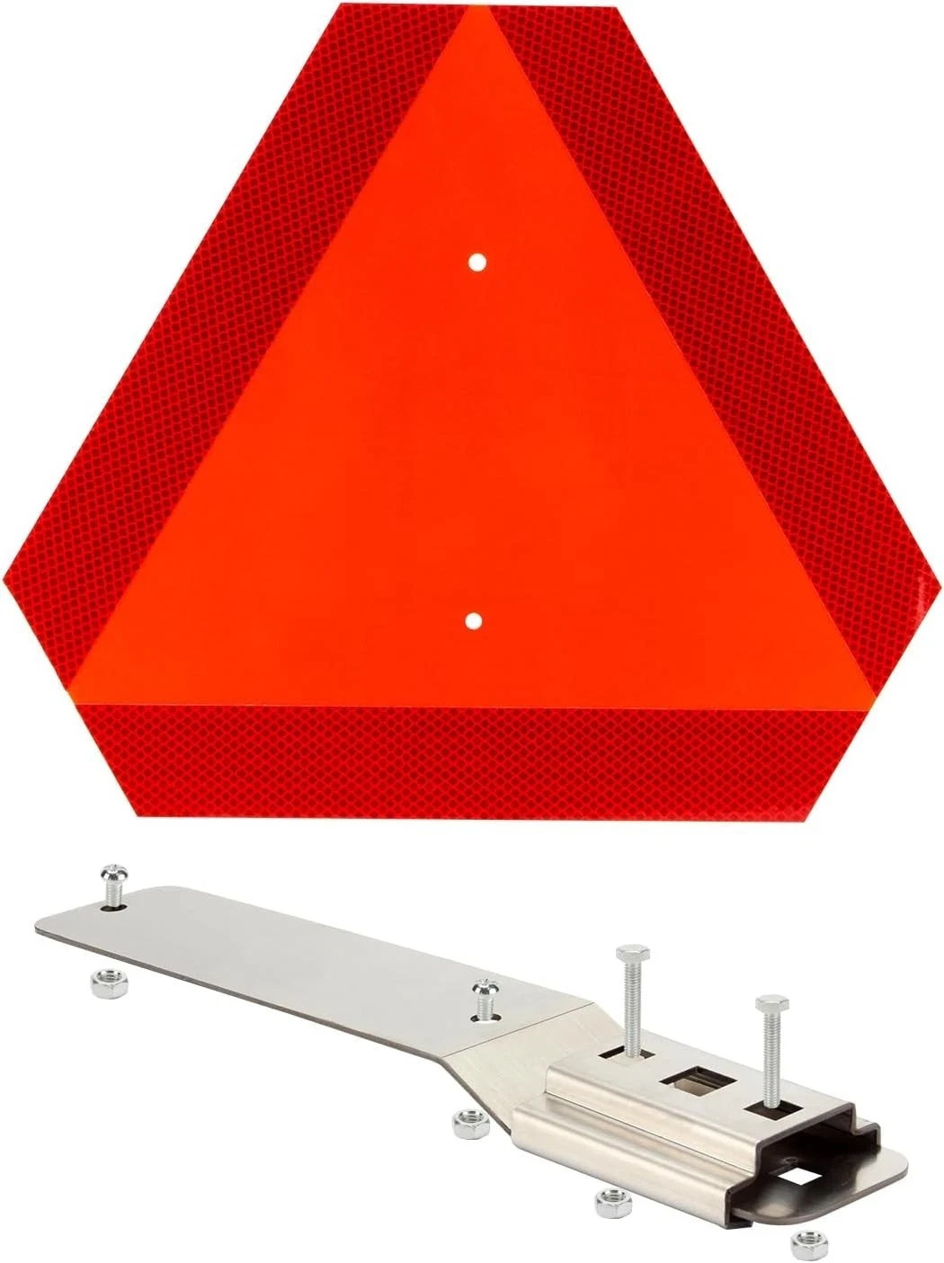 Slow Moving Vehicle Sign with Mounting Bracket Kit, Aluminum Triangle Sign for 1