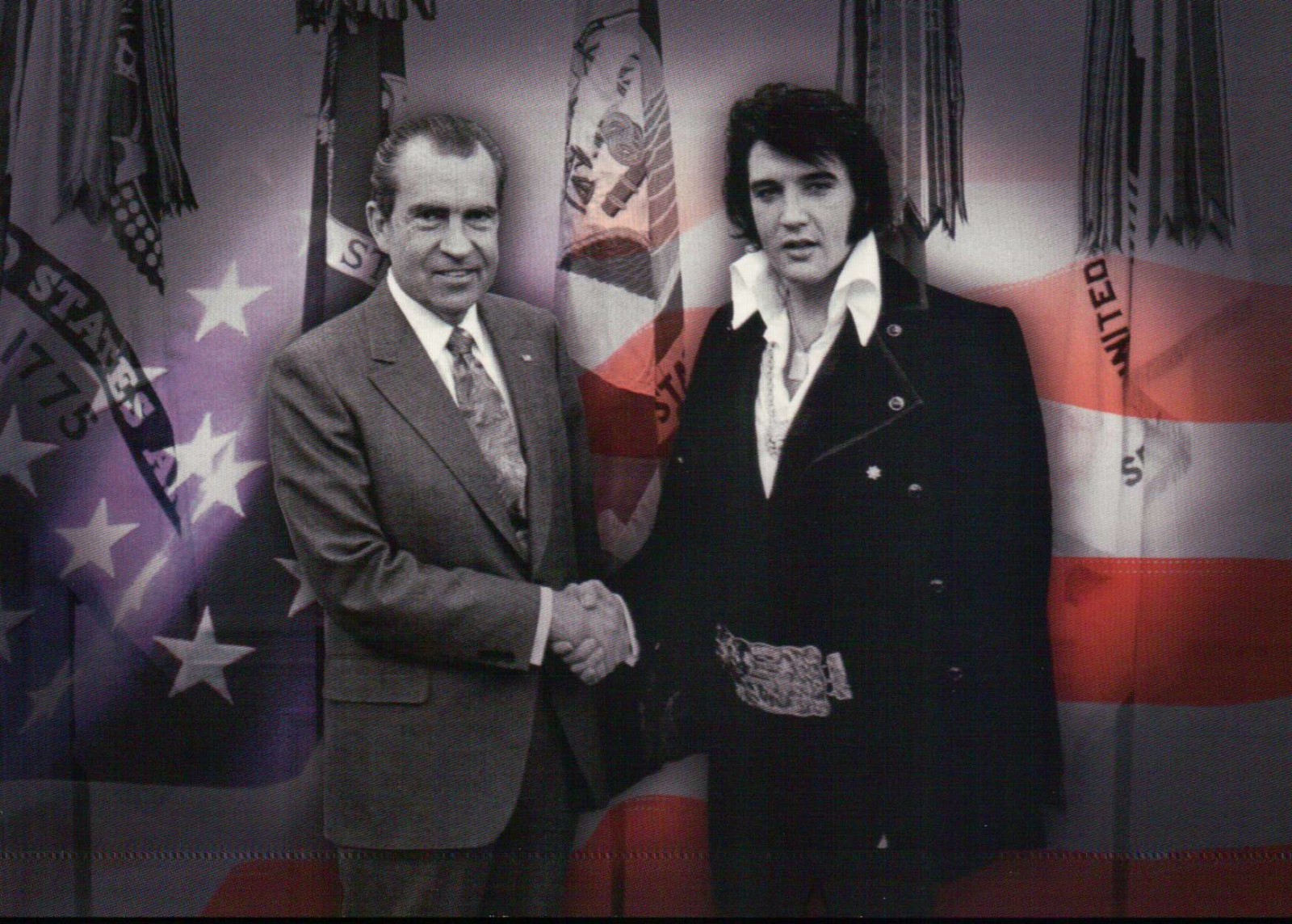 Elvis Presley Shakes Hands with President Richard Nixon, White House -- Postcard