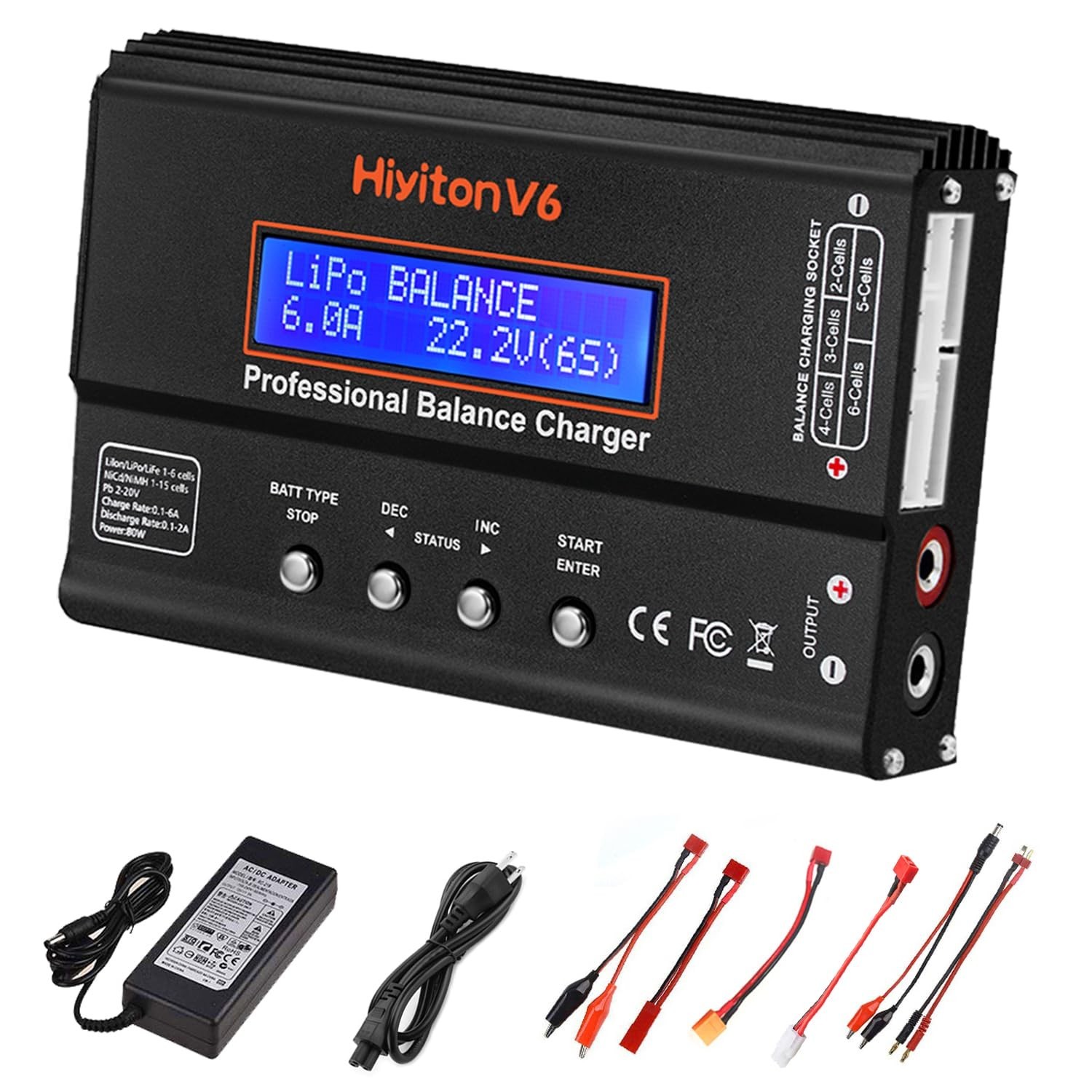 Lipo Battery Charger, 1S-6S Balanced Charger Discharger, 1-6S Lipo Li-ion NiM...