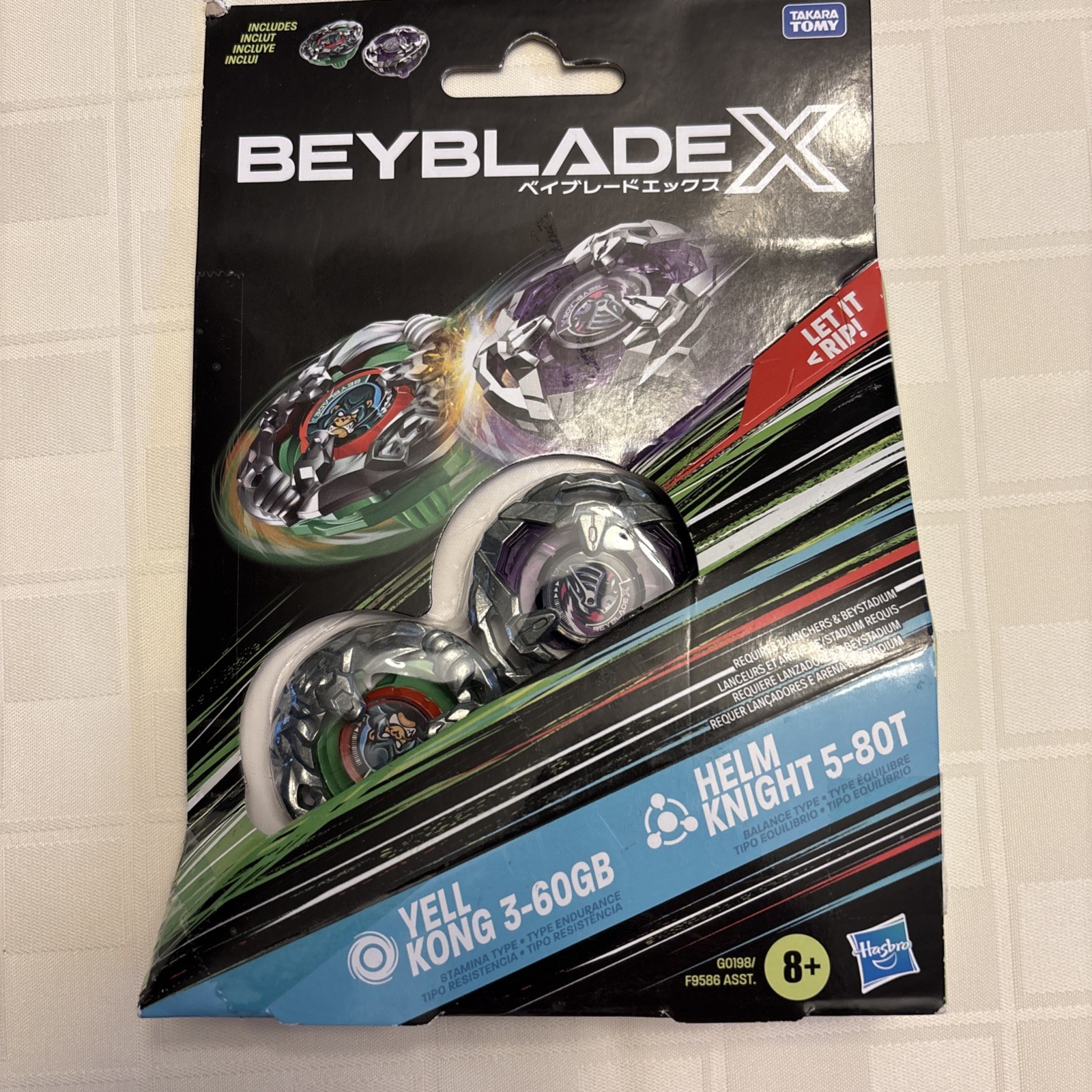 Hasbro Beyblade X Yell Kong 3-60GB Helm Knight 5-80T 2 Top Set NEW Takara Tomy