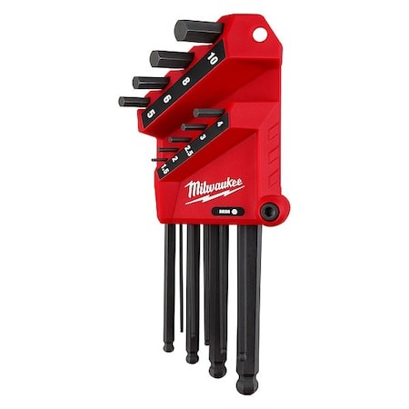 Milwaukee Tool 48-22-2186 Hexkeyset, Hex, Straight, L, Long, 9Pcs