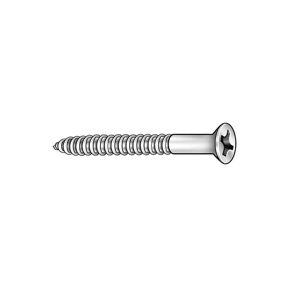 GRAINGER APPROVED U25120.021.0125 WOOD SCR CSK82 PH ST ZP,#12x1 1/4L,PK100 1KY41