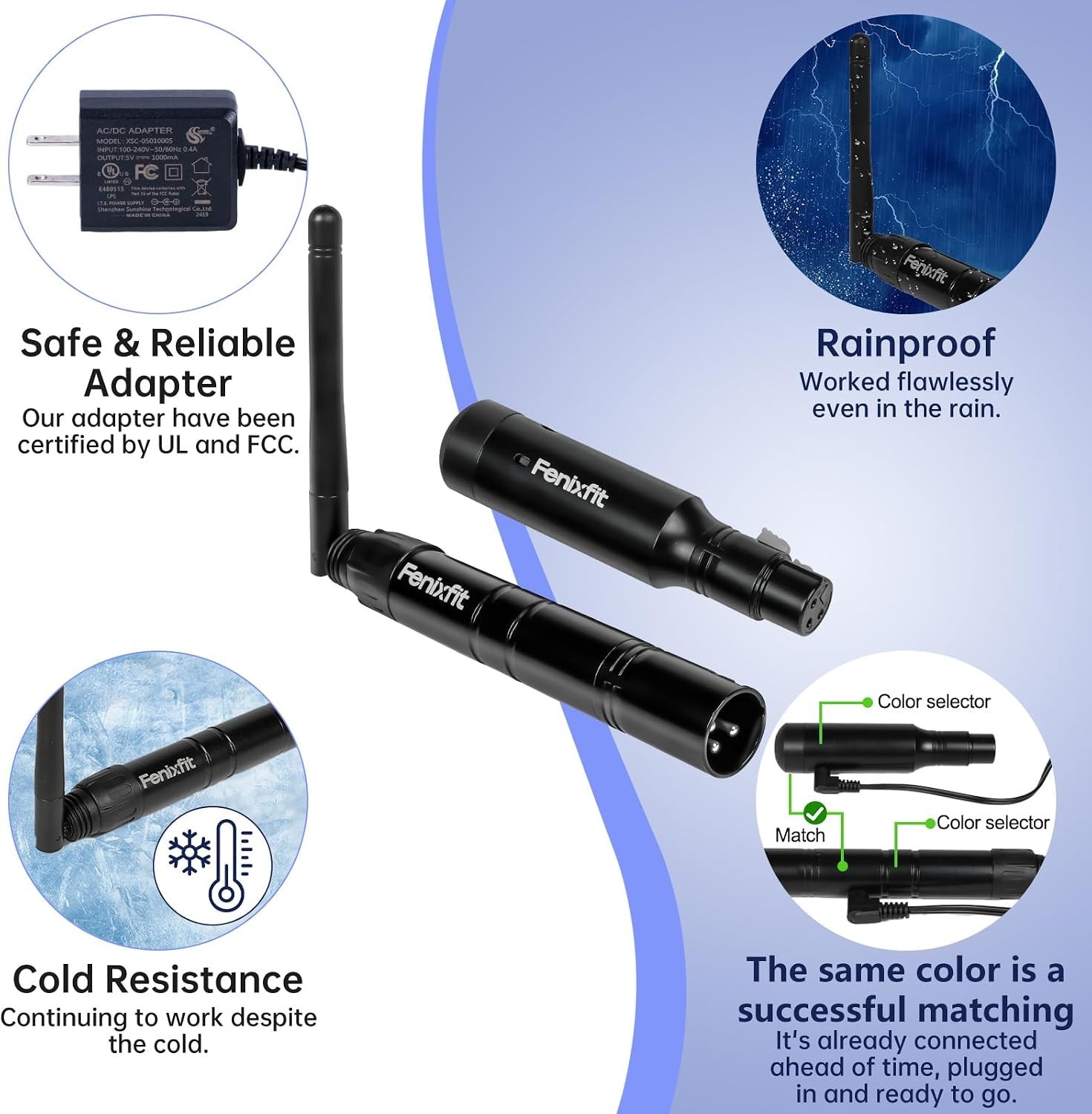 No Delay Wireless DMX Lighting Control: 1 Transmitter & 7 Receivers, Plug & Play