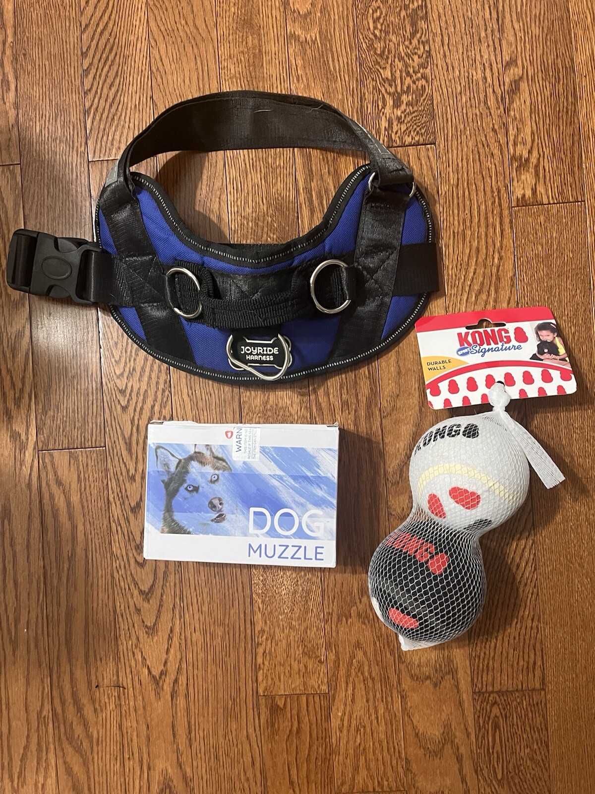 DOG MUZZLE , JOYRIDE HARNESS FOR DOGS / DURABLEE BALLS COMBO