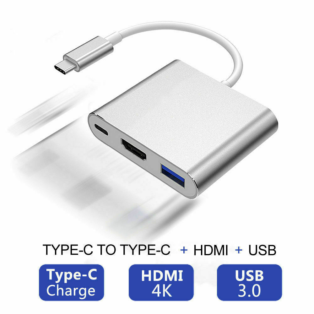 Type C USB 3.1 to USB-C 4K HDMI USB 3.0 Adapter Cable 3 in 1 Hub For Macbook Pro