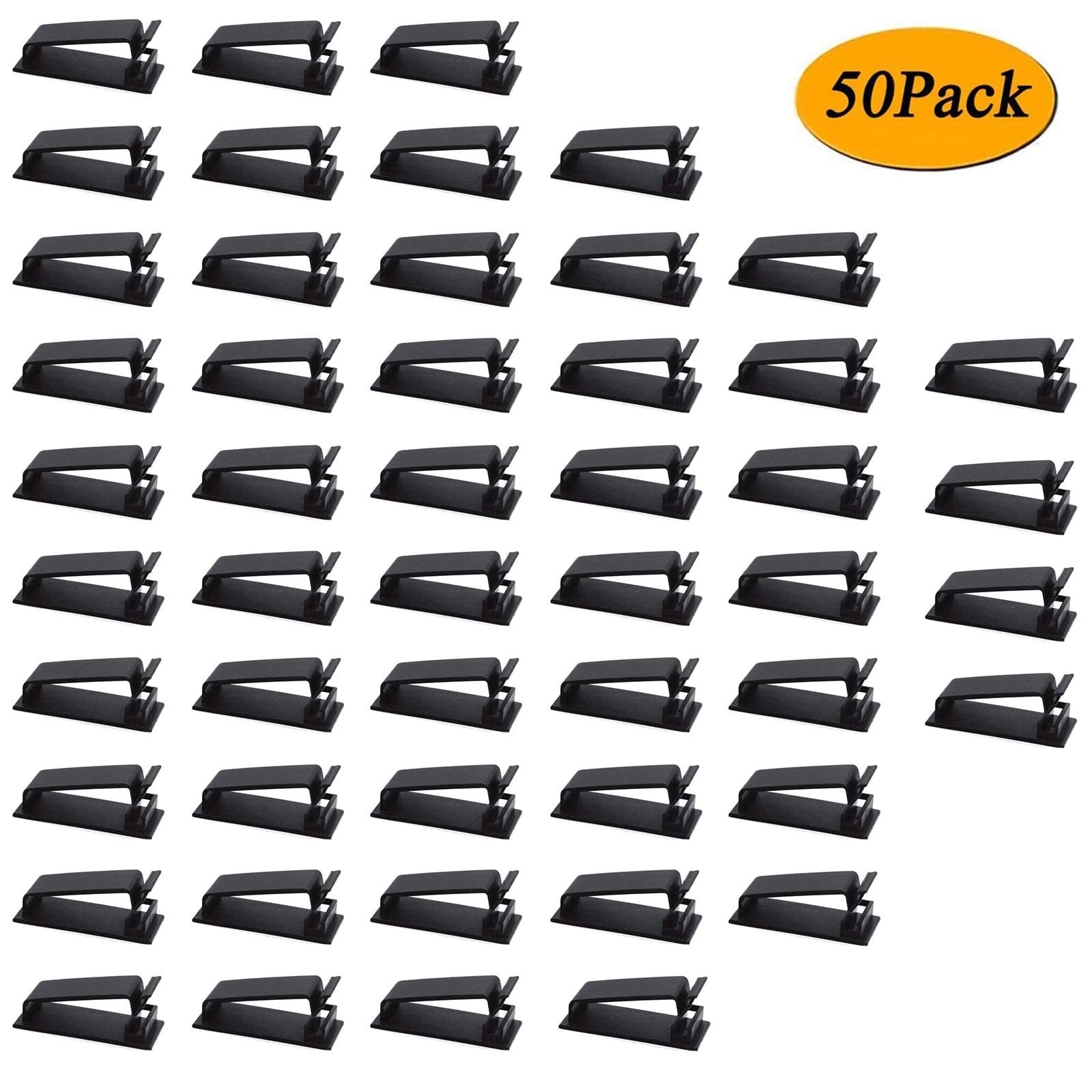 SOULWIT Cable Management Clips | 50 Pcs Self-Adhesive | Black