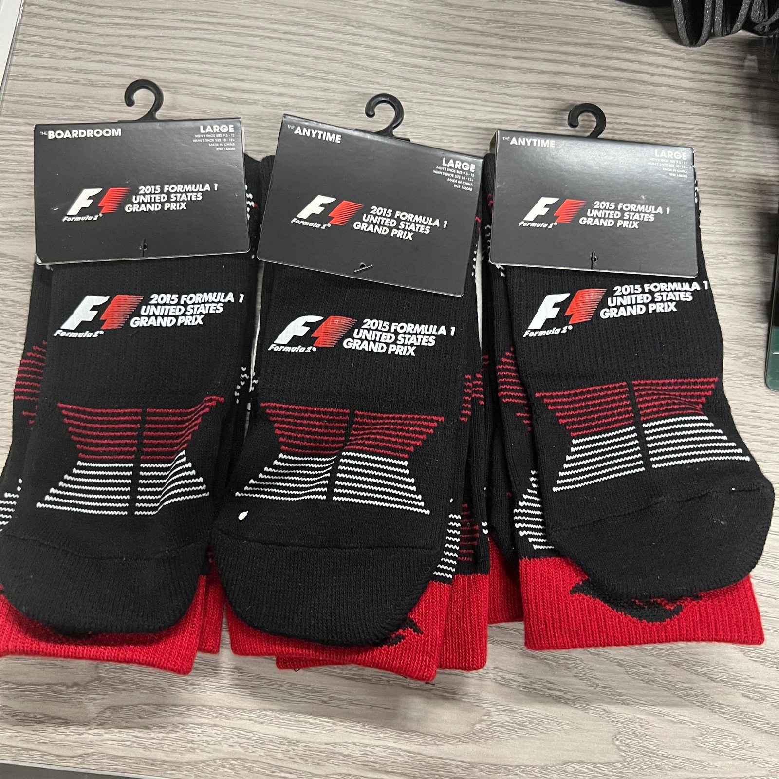 Formula 1 Socks F1 Racing Tire Design Red White Black Collection 3 PAIR