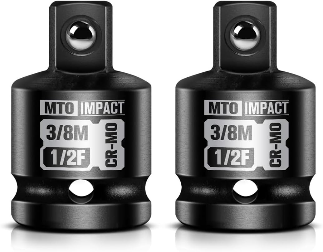 2-Piece 1/2" to 3/8" Impact Socket Adapter Set - Chrome Molybdenum Durability