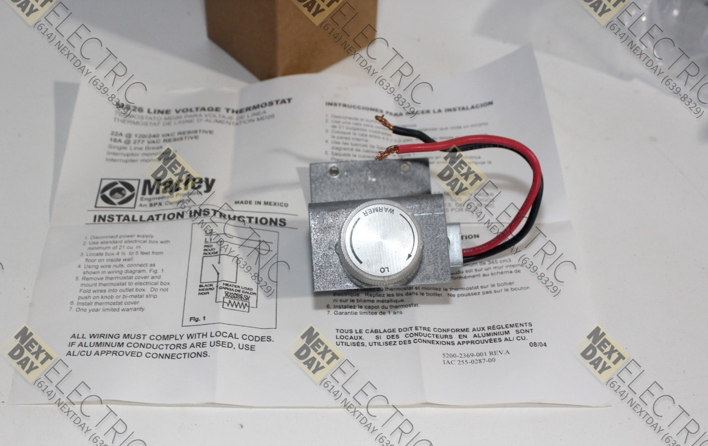 Marley Electric Heating, MS26, Single Line Break Voltage Thermostat Heater 22a