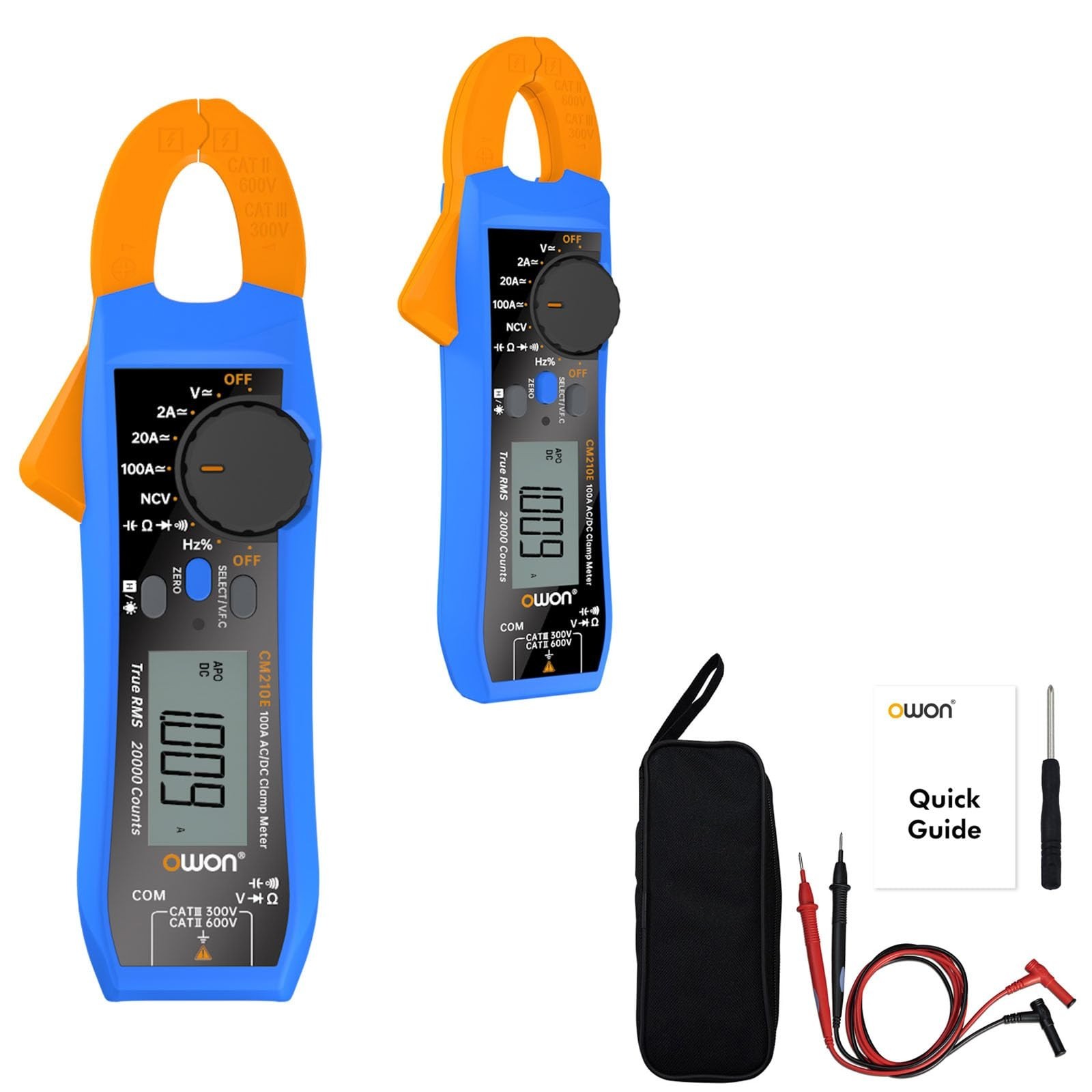 OWON CM210E Mini Digital Clamp Meter 100A AC DC Current Voltage True RMS Plie...