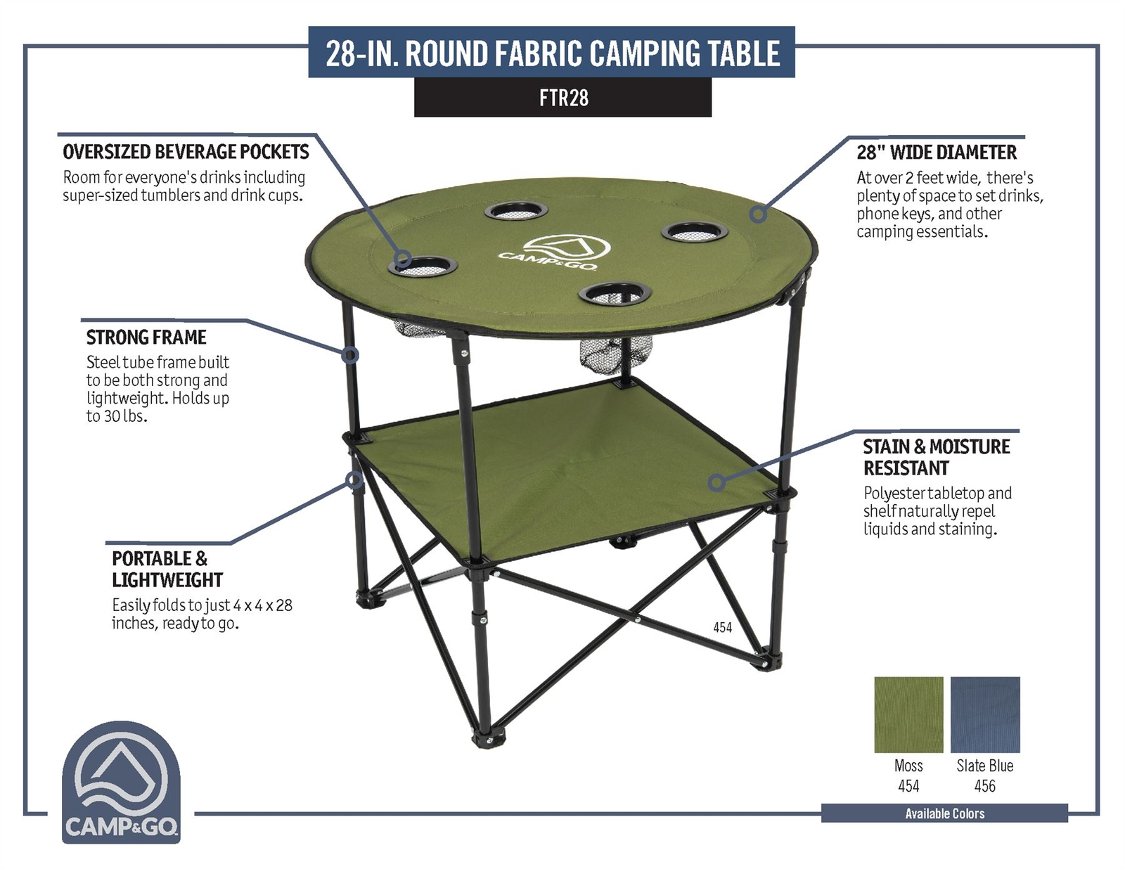 28" ROUND FABRIC TABLE MOSS