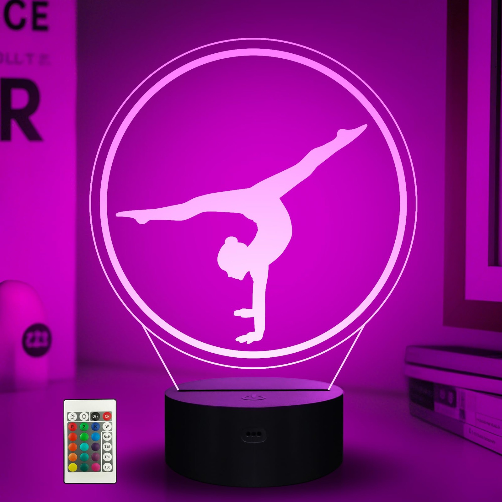 Gymnastics Night Light, 3D Led Gymnastics Sports Lamp 16 Color Changing with ...