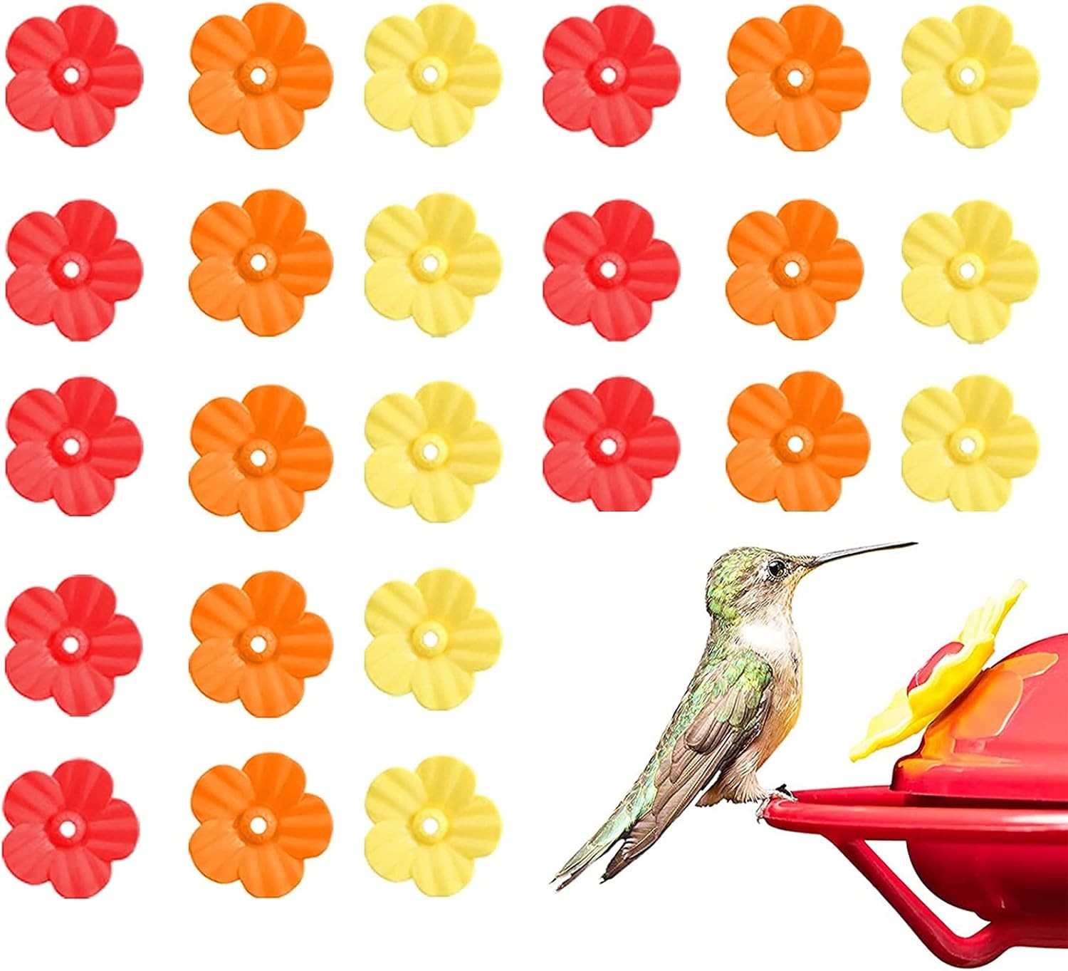 24 PCS Hummingbird Feeder Parts Feeders Red & Yellow & Orange